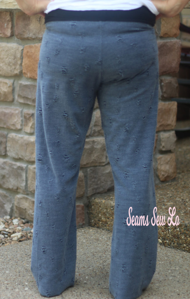 Pippa Pants Yoga Pants Sewing Pattern in Gray Distressed Knit Fabric ...